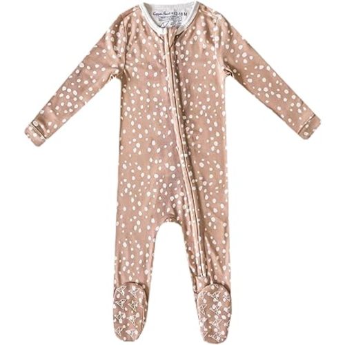 Copper Pearl Zip-Up Footie Baby Pajamas: Ultra-Soft Boys Pajamas and Girls Pajamas, Premium Knit Fabric in Stylish Prints, Tag-Free with Two-Way Zipper, Sized Newborn to 24 Months, Fawn