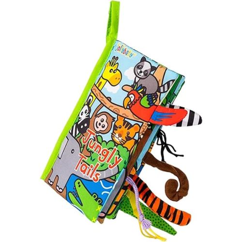Jollybaby Crinkle Books for Babies, Sensory Soft Touch and Feel Baby Books Toys for 0-6 Months Infants, Newborn Montessori Early Educational Cloth Books Toys, Baby Girl & Boy Gift(Jungle Tails)