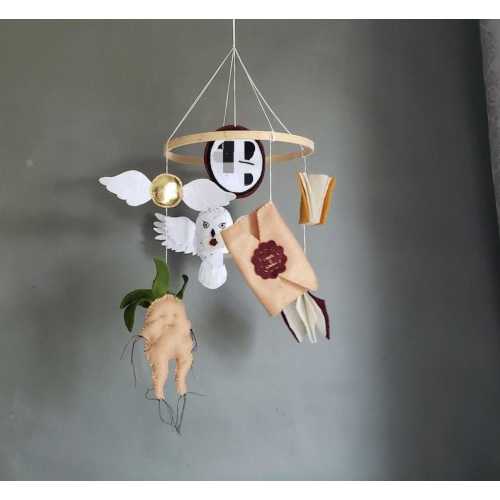 READY TO SHIP .Wizard baby mobile,harry mobile,magical mobile, wizard nursery decor owl mobile,neutral mobile,