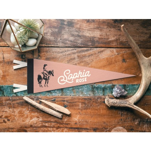 Cowgirl Custom Name Sign Felt Pennant | Vintage Wild West Banner, Kids Room Decor, Western Nursery Wall Art, Rustic Home Accent Gift