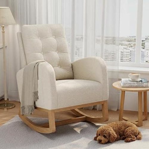 GAOMON Modern Rocking Chair for Living Room-Beige