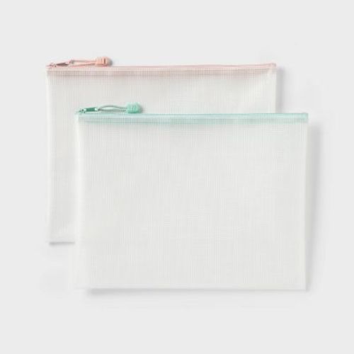Paper Size Zip Pouches Water-resistant & multi-color Zipper 2pk – Up & Up