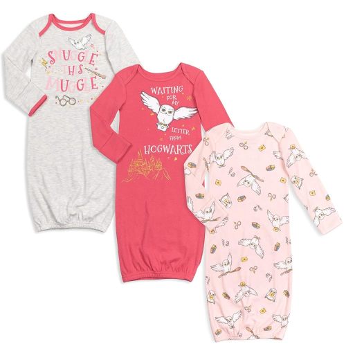 Harry Potter Hedwig Owl Baby Girls 3 Pack Sleeper Gown Newborn to Infant