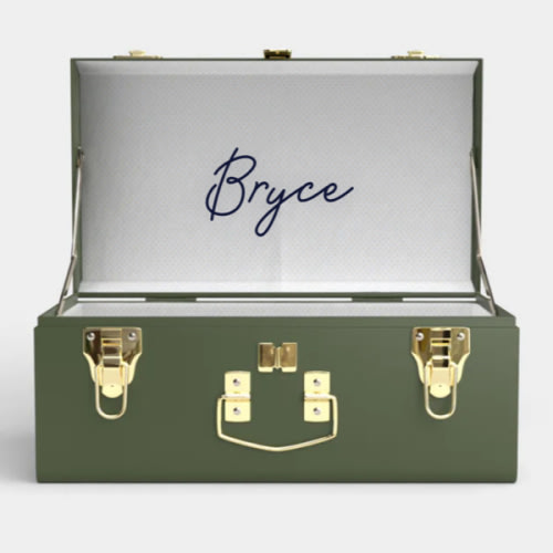 Mini Classic Trunk - Green - Classic Dot (Beige) / Embroidery