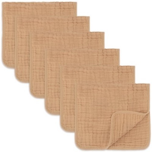 Muslin Burp Cloths Large 100% Cotton By Comfy Cubs Color Caramel Six Pack