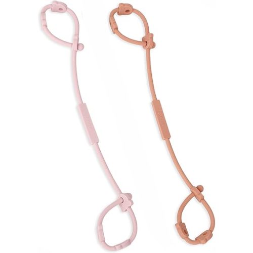 Toy Safety Straps, AULEGE 2 Pack Stretchable Silicone Pacifier Clips, Adjustable Baby Bottle Toy Teethers Harness Straps for Strollers, High Chair, Hanging Baskets, Cribs, Shopping Trolley, Car Seat
