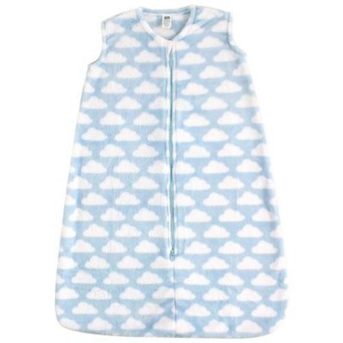 Hudson Baby Infant Boy Plush Sleeping Bag, Sack, Blanket, Blue Clouds Plush, 6-12 Months