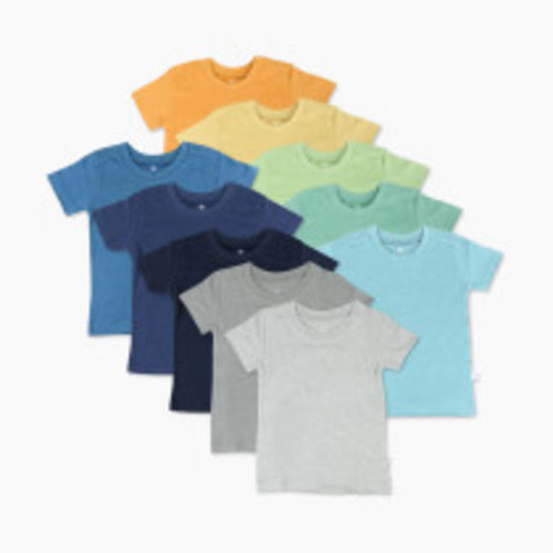 Honest Baby Clothing 10-Pack Organic Cotton Short Sleeve T-Shirts - Rainbow Boy, 0-3 M