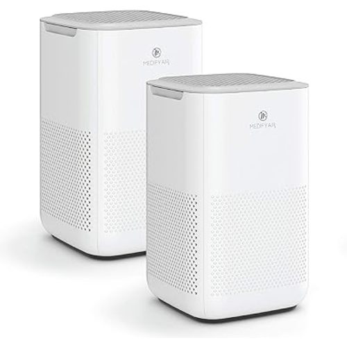 Medify MA-15 Air Purifier with True HEPA H13 Filter | 585 ft² Coverage in 1hr for Allergens, Smoke, Wildfires, Dust, Odors, Pollen, Pet Dander | Removal to 0.1 Microns | White, 2-Pack