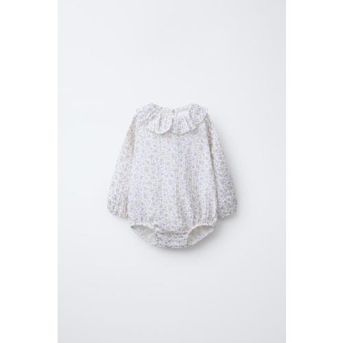FLORAL DOTTED MESH BODYSUIT - Ecru | ZARA United States