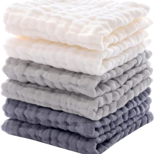 Amazon.com : MUKIN Baby Washcloths - Soft Face Cloths for Newborn, Absorbent Bath Face Towels, Baby Wipes, Burp Cloths or Face Towels, Baby Registry as Shower. Pack of 6-12x12 inches (Grey) : Baby