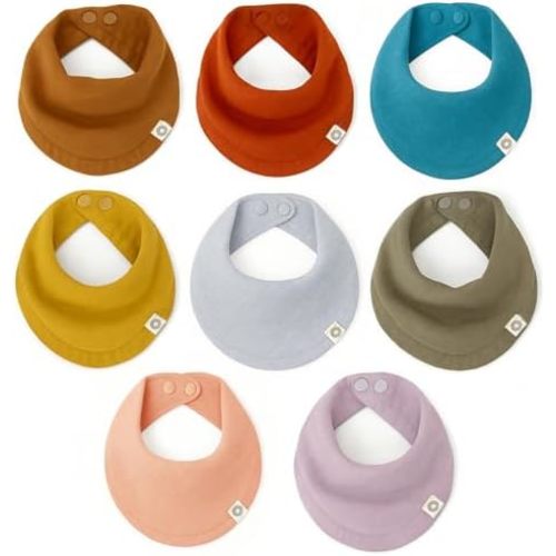 Kishu Baby Indi - Fairtrade Organic Baby Bibs for Girls or Boys - Rounded, 4-Way Reversible, 8 Layer Muslin Drool Bibs
