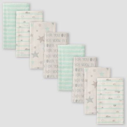 Gerber Baby 8pk Elephants Flannel Burp Cloth Set - Green