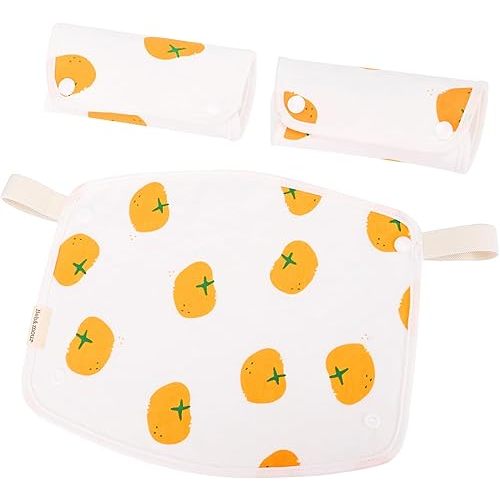 Bebamour Drool and Teething Reversible Cotton Pad For All Carry Positions Baby Carrier White Drool Bib For Boys & Girls(Persimmon)