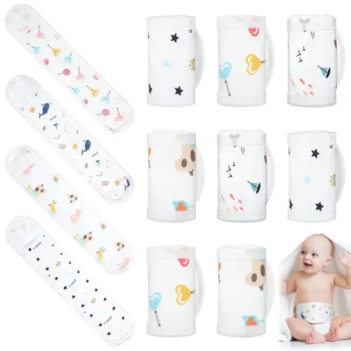 Seematn 8 Pcs Cartoon Cotton Baby Infant Umbilical Cord Belly Bands Belly Protector Baby Belly Button Band Bellies Umbilical Hernia Belt Soft Newborn Navel Belt for 0-12 Months, 4 Styles
