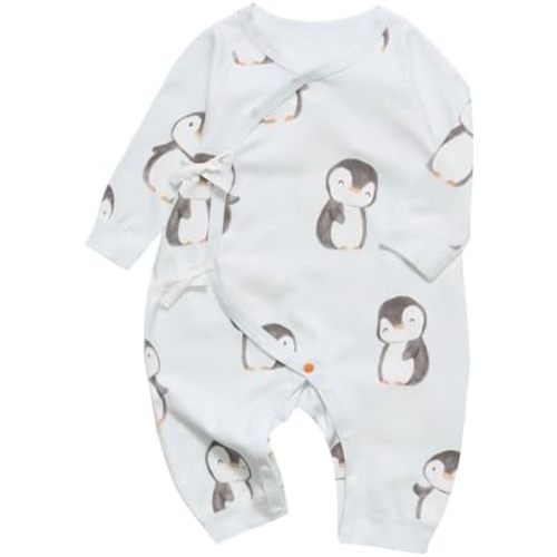 100% Organic Cotton Soft 0-6 Months Newborn Baby Romper Jumpsuits for Boys and Girls Unisex Long Sleeve