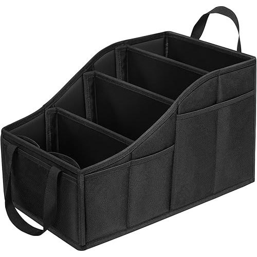YOHOOLYO Car Seat Organizer Backseat Car Organizer with 4 Compartments, 4 Cup Holders and 7 Mesh Pockets for Front and Rear Seat, Black