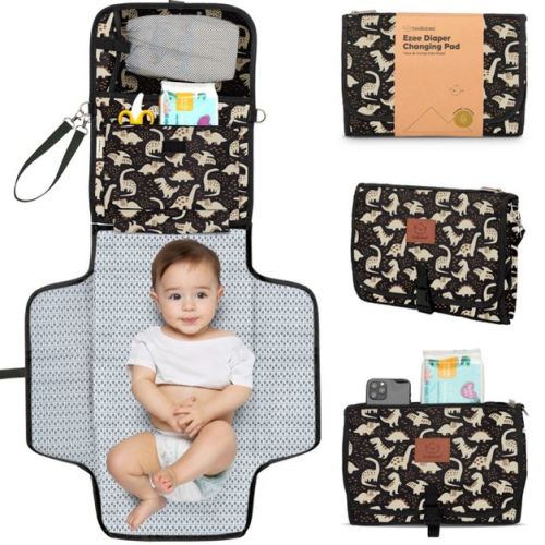 Keababies Ezee Diaper Changing Pad, Portable Diaper Changing Mat, Waterproof Foldable Diaper Changing Pad (black Geo)
