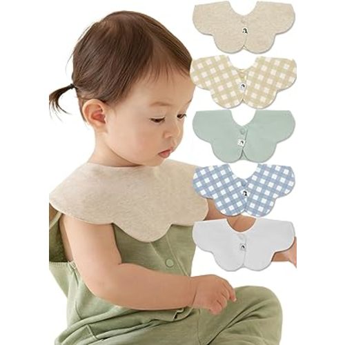 Konny Baby Bibs 5-Pack, 360 ° Rotate, Soft and Absorbent Bandana Drooling for Boys Girls baby Essentials