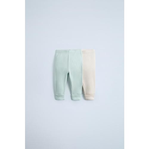 TWO-PACK OF RIBBED LEGGINGS - Aquamarine | ZARA United States