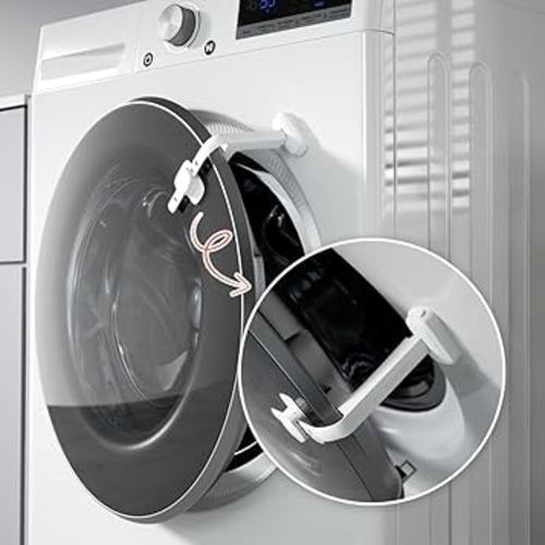 EUDEMON Baby Safety Washer/Dryer Door Stopper,Front Load Washer Door Prop for Kids, Child Washing Machine Door Holder, Safety Door Lock for Washer & Dryer (2 Pack,White)