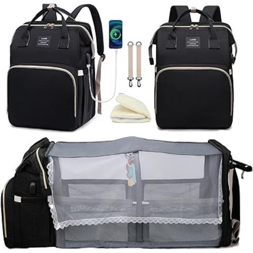 Baby Diaper Bag Backpack for Travel: Black Diaper Bag with Changing Station Boy Dad Large Mommy Bag Travel Mochila Pañaleras para Bebe Niña Niño Bulto Newborn Essentials Must Haves Registry Search
