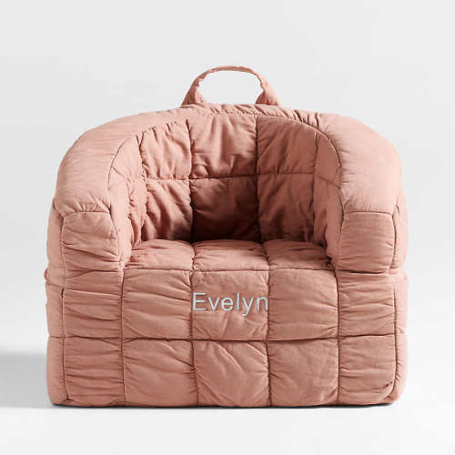 Large Terracotta Kids Puffy Lounge Barrel Chair