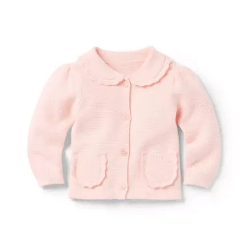 Newborn Pale Pink Baby Scalloped Cardigan by Janie and Jack