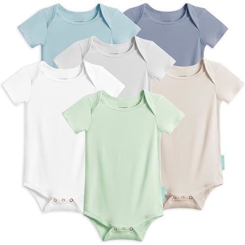 PurComfy Bamboo Rayon Short-Sleeve Bodysuit Baby, Summer Bodysuits One-Piece for Baby Boys, Girls, Unisex