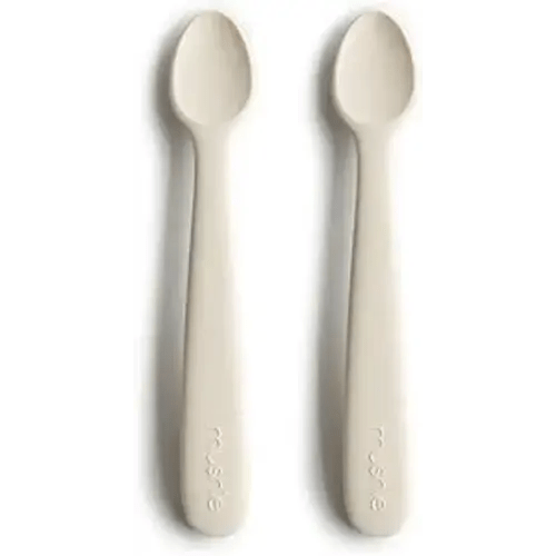 mushie Silicone Baby Feeding Spoons | 2 Pack (Ivory)