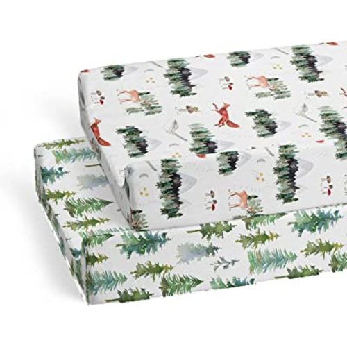 2-Pack Changing Pad Cover (Woodland Forest Animals) - Premium Fitted Sheets - Buttery Soft Cotton Blend
