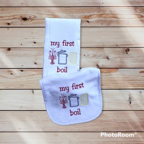 My First Seafood Boil Bib, First Crawfish Boil, Crawfish Baby Outfit, New Orleans Baby Gift