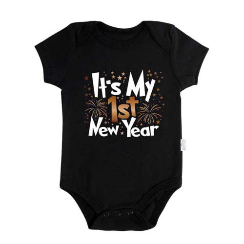 Baby Boys Romper My First Christmas Baby Boy Outfit New Year Cute Casual Jumpsuit Letter Print Boy Girl Bodysuit Black 0-3 Months