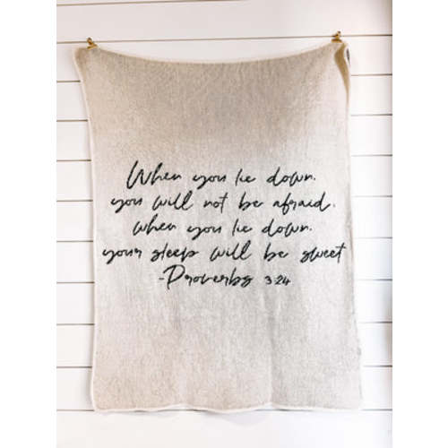 Made in the USA | Recycled Cotton Blend Proverbs 3:24 Throw Blanket | – Modern Burlap
