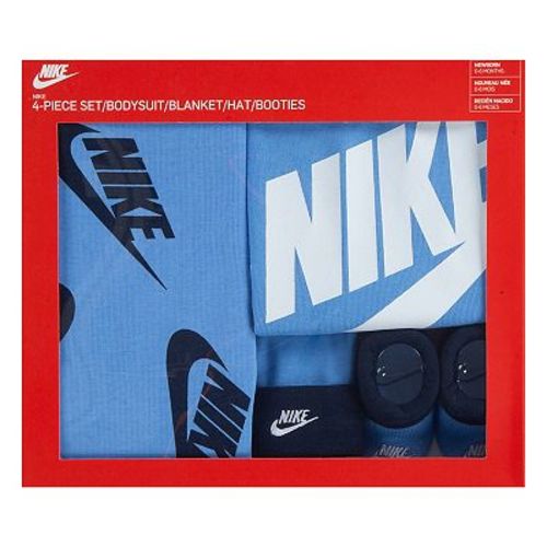 Newborn Baby Nike Futura Bodysuit Beanie Booties Blanket 4-Piece Set