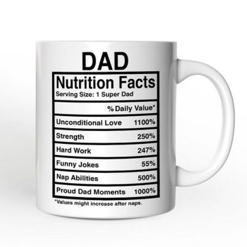 Dad Nutrition Facts Personalized Mug, Birthday Gift With Custom Names And Percentages Non-custom 12oz