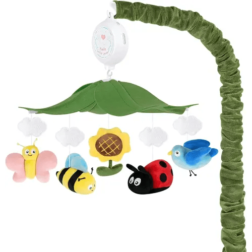 Garden Friends Crib Mobile – Baby Mobile for Crib with Upgraded 3-Mode Music Box, Colorful Baby Mobile with Butterfly, Bee and Bird for Boys & Girls, Nursery Mobiles, Fits Standard Cribs