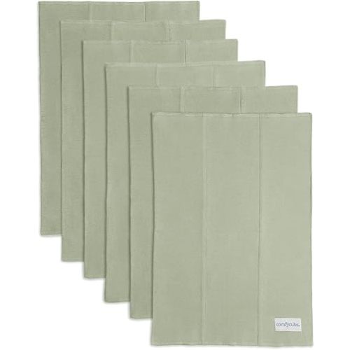 Comfy Cubs Baby Burp Cloths Set (Pack of 6) - Large, 6-Layer, Ultra Absorbent 100% Cotton for Infant Spit-Up, Drool, and Messes - Soft, Gentle, Thoughtful New Born Baby Gifts, Sage