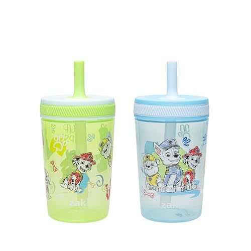 Zak Designs PAW Patrol Kelso Toddler Cups For Travel or At Home, 15oz 2-Pack Durable Plastic Sippy Cups With Leak-Proof Design is Perfect For Kids (Chase, Marshall, Rubble, & More)