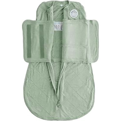 Dreamland Baby Bamboo Viscose Swaddle Blanket (0-6 months). 1.0 TOG Ultra Soft Swaddle Blanket w/Built in Band. 97% Viscose, 3% Spandex (Sage). Mom-Owned US Business, Premium Materials