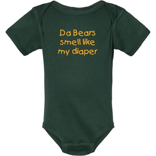 Campus Originals Packers Bears Smell Like My Diaper Funny Parents Gift Fan Baby Bodysuit (6 Months)