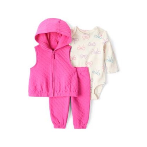 Baby Girls Three Piece Quilted Vest Set