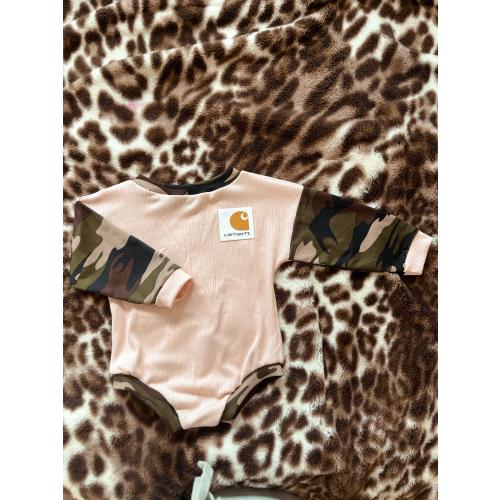 Patched carhartt romper/ toddler clothing/ baby clothing/western / boho / trendy / vintage/ camo / custom baby clothes / romper /cowgirl