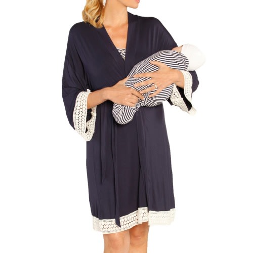 Nursing Dress, Robe & Baby Blanket Set, Small