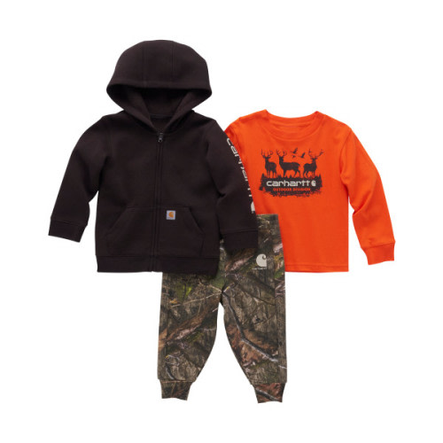 Carhartt Long-Sleeve T-Shirt, Fleece Jacket, and Camo Pants Set for Babies or Toddlers