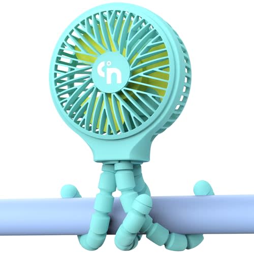 HomeLifairy Stroller Fan Battery Operated Portable Rechargeable Small USB Fan for Desk Mini Handheld Car Seat Personal Fan Clip On Fan for Stroller Accessories (Blue)