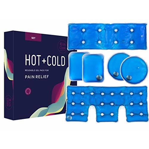 Hot and Cold Gel Pack Set - Reusable Heat Pads with Metal Disc for One Click Heating - Pain-Relieving, Instant Hot Packs for Back, Neck, Palm, and Shoulder - Includes Hand Warmer