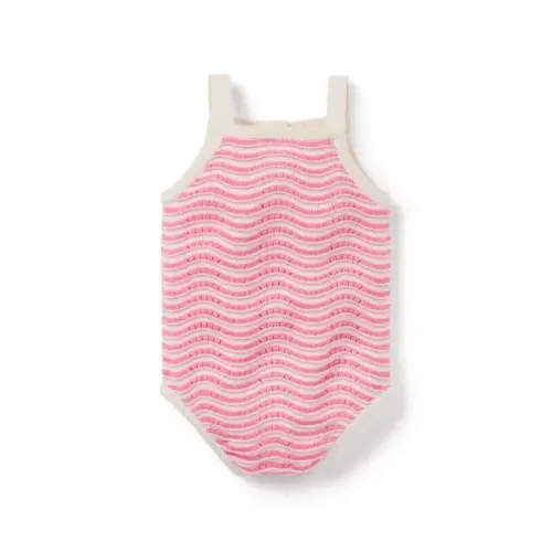 Baby Blooming Pink Stripe Wavy Striped Romper by Janie and Jack