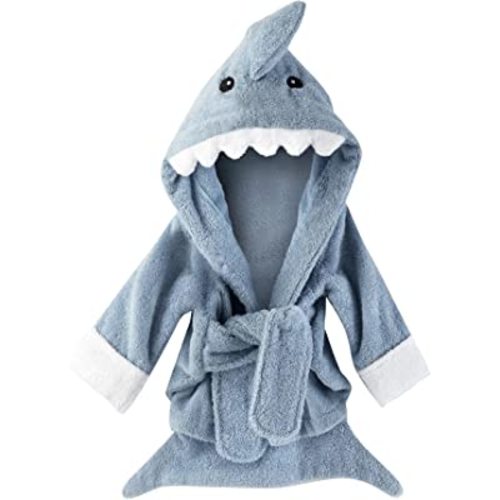 Baby Aspen Baby Shark Hooded Towel/Newborn Spa Bath Robe, Baby Beach Towel | Baby Bath Towel