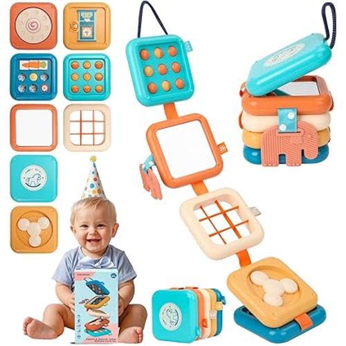 Busy Board for 1 Year Old, Montessori Toys for 1 2 Year Old Boy Girl Birthday Gifts, 8 in1 Travel Sensory Toys for Toddlers 1-3 Fine Motor Learning Baby Toy 12-18 Months, Toddler Stocking Stuffers